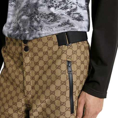 GG technical fabric jacquard pants - beige and dark brown