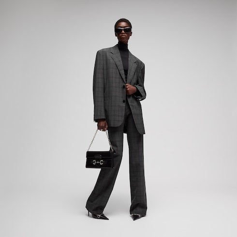 Checked fine wool pants - grey and beige