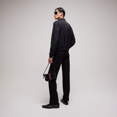 Reversible light silk faille zip jacket - black