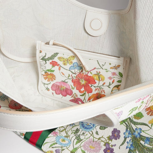 Gucci Giglio Flora large tote bag - white and multicolor Flora net