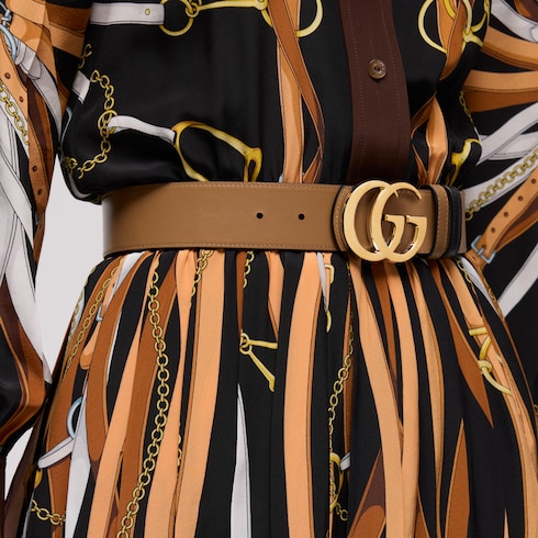 Reversible GG Marmont belt - black and beige leather