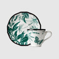 Green Herbarium Coffee Cup And Saucer, Double Set - Green