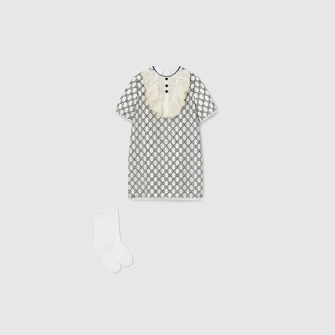 Children's GG nylon dress - navy and off white