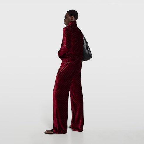 GG stretch velvet devoré zipped jacket - bordeaux