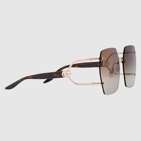 Geometric frame sunglasses - rose gold-toned metal
