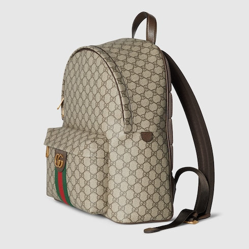 Ophidia medium backpack - beige and dark brown fabric