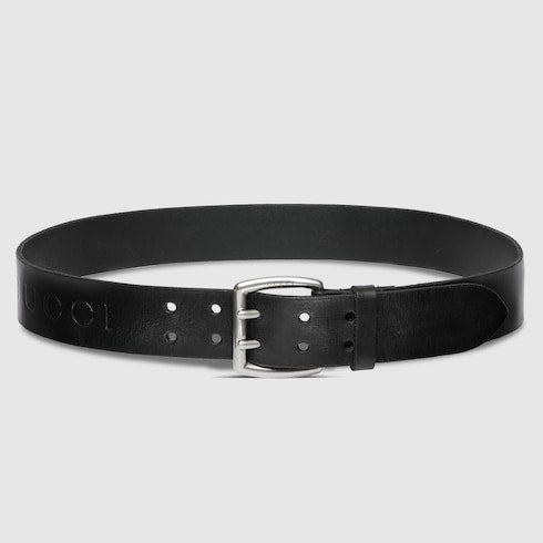 Belt with double prong - black leather