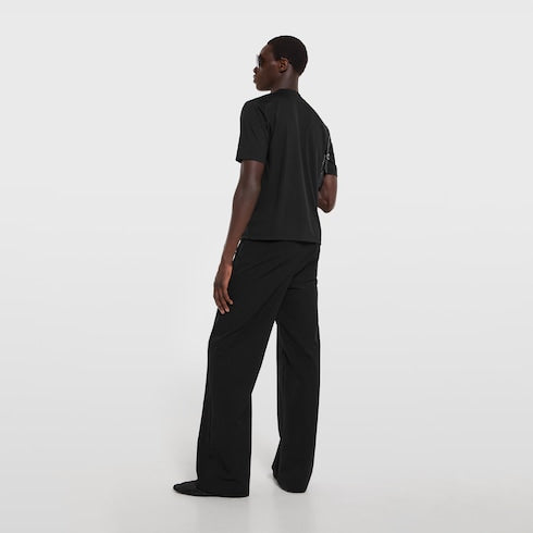 Soft rayon jersey T-shirt with embroidery - black