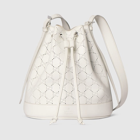 Gucci Venice small bucket bag - white GG leather