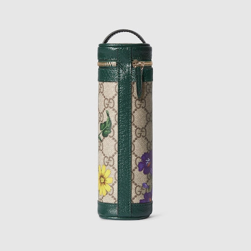GG pencil case with print - beige and dark brown