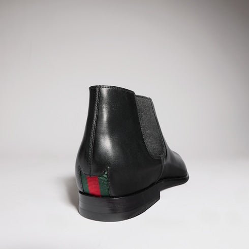 Men's ankle boot - black shiny leather
