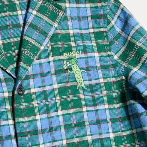 Children's cotton tartan shirt - blue and green