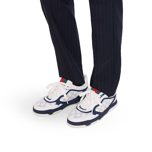Men's Gucci Re-Web sneaker - white and blue GG leather