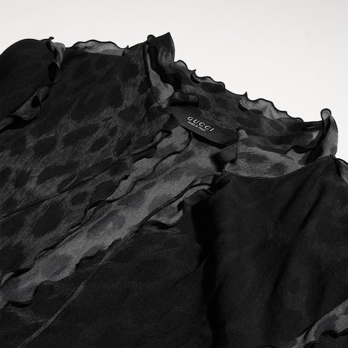 Printed silk blend shirt - black