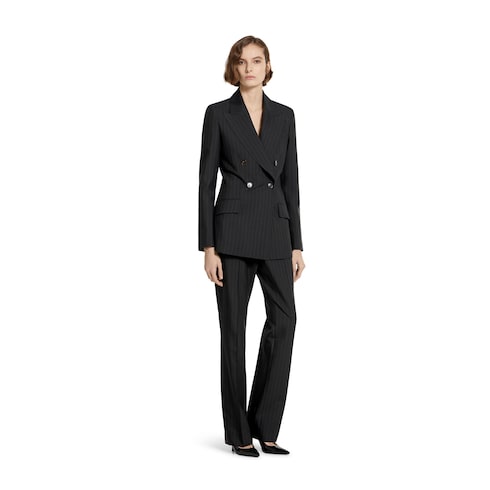 Pinstripe Gucci wool jacquard pants - black