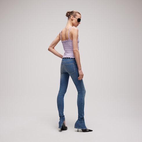 Braided cotton blend top - lilac