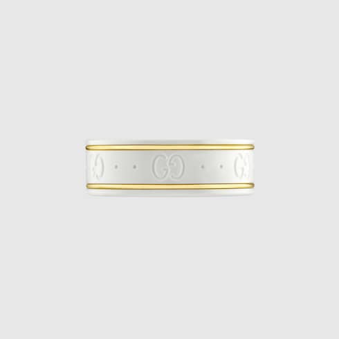18k Yellow Gold And White Icon Ring - 18k Yellow Gold And White