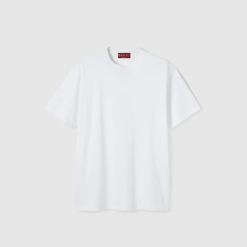 Cotton jersey T-shirt with embroidery - white