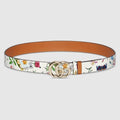 Reversible GG Marmont belt - brown and white leather