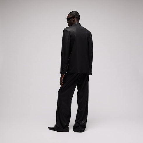 Wool jacket with chintzed finish - black