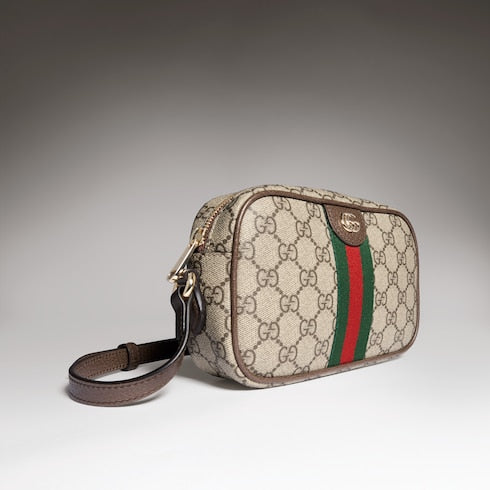 Ophidia small camera bag - beige and brown GG fabric
