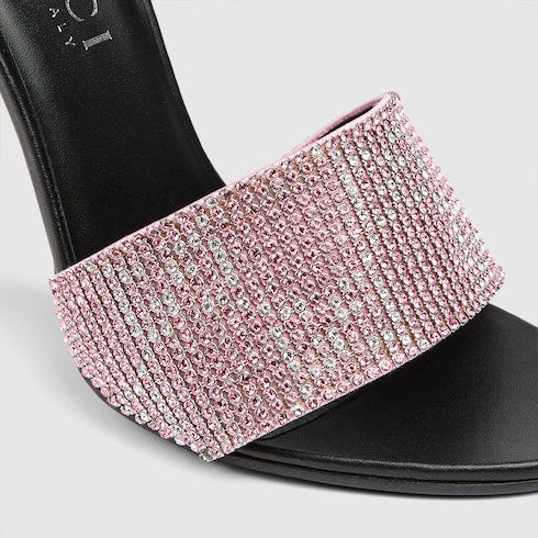 Women's crystal Bombshell slide sandal - light pink GG crystal