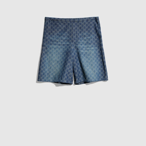 GG chambray cotton denim shorts - blue