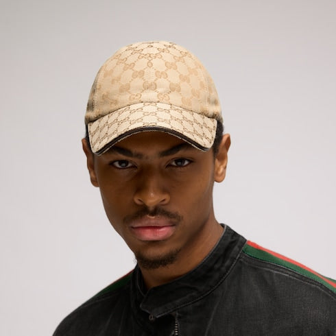 GG cotton canvas baseball hat - beige and dark brown