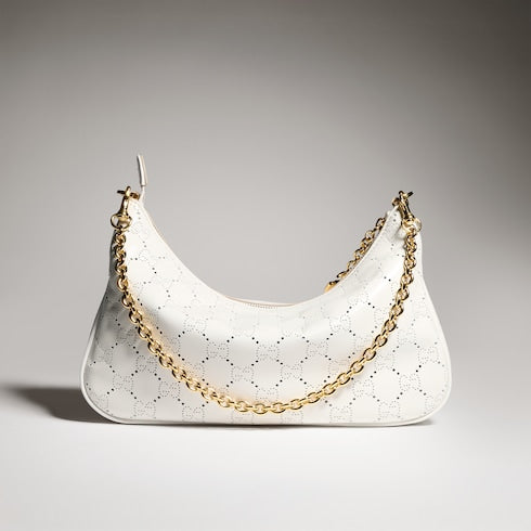 Lady Lunetta Chain small shoulder bag - white GG leather