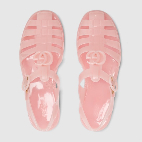 Women's sandal with Double G - pink rubber