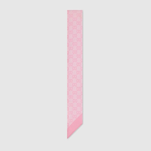 Printed silk chiffon ribbon - light pink