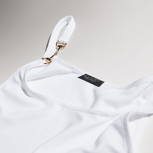Viscose crêpe jersey top with Horsebit - white