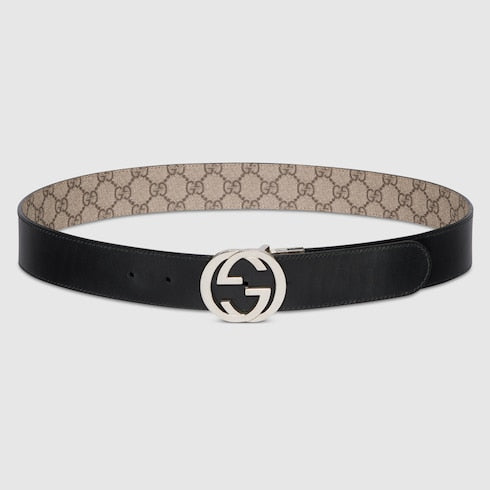 GG Supreme / Black Leather Reversible Belt - GG Supreme / Black Leather