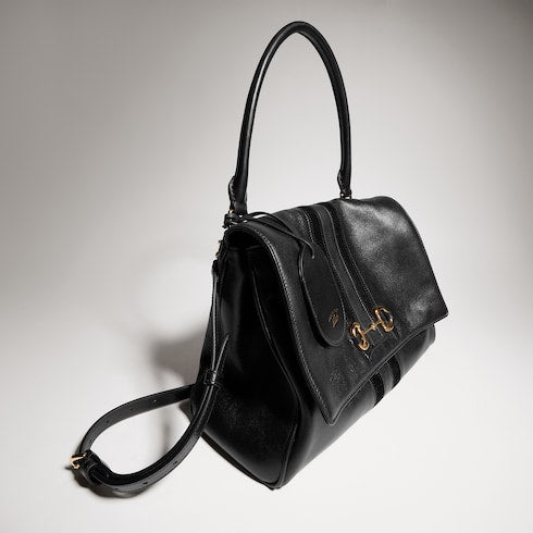 Paparazzo medium top handle bag - black leather