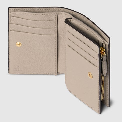 Bi-color GG Marmont small wallet - beige and white GG Supreme