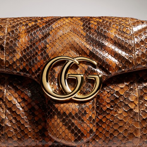 GG Marmont python medium shoulder bag - brown