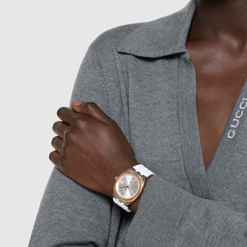 GUCCI 25H watch, 36mm - white rubber