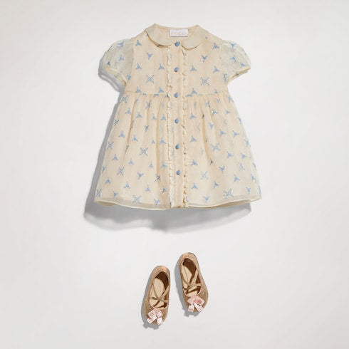 Baby embroidered silk dress - off white