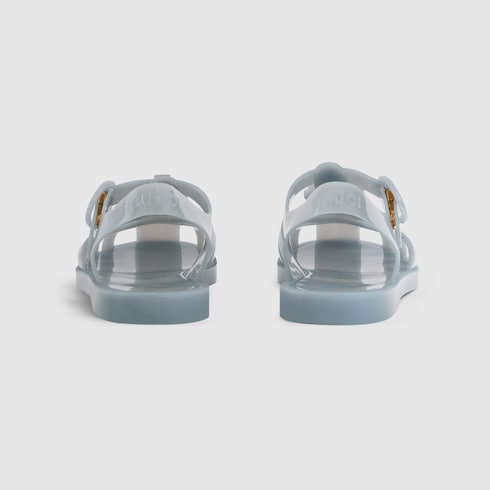 Women's sandal with Double G - light blue rubber