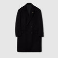 Double-breasted wool cashmere coat - black