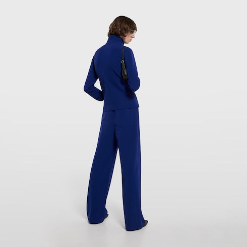 Stretch nylon gabardine zip jacket - bright blue