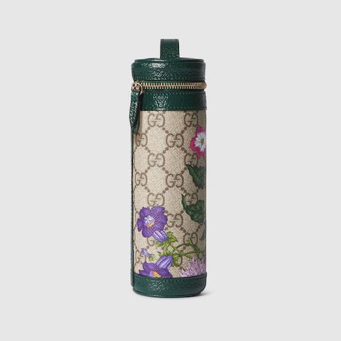 GG pencil case with print - beige and dark brown
