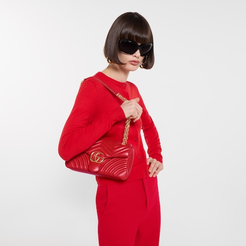 GG Marmont medium shoulder bag - red leather