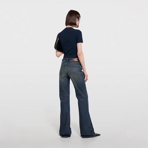 GG fine fabric jacquard top - navy