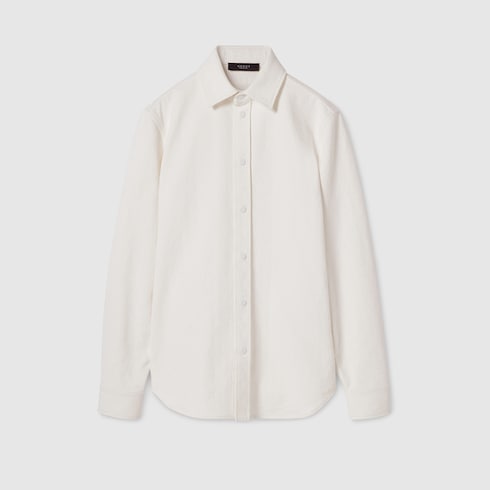 GG cotton denim jacquard shirt - white