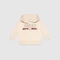 White Cotton Baby Sweatshirt With Gucci Logo & Hood - White Cotton