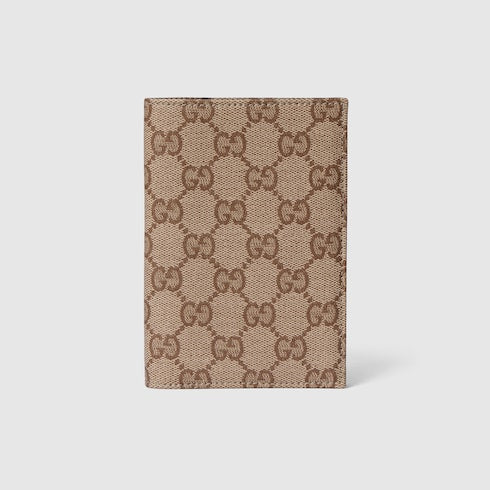 Gucci Essence Classic passport case - sand and brown GG canvas