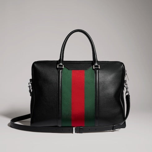 Mega Web Trademark medium briefcase - black leather
