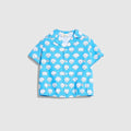 Baby crinkle cotton shirt - azure and white