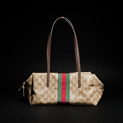 Gucci Melrose medium boston bag - sand and brown GG canvas